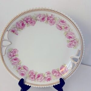 Vintage Silesia PK china rose pattern serving plate
